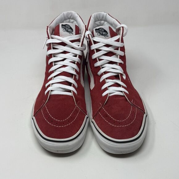 Vans Sk8-Hi Sneakers Mens 11.5 Red Suede Canvas Athletic Skateboard Skate Shoes - Picture 6 of 16